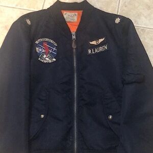 Authentic Polo - Ralph Lauren Flight Bomber Jacket. R. Lauren name tag & stripes